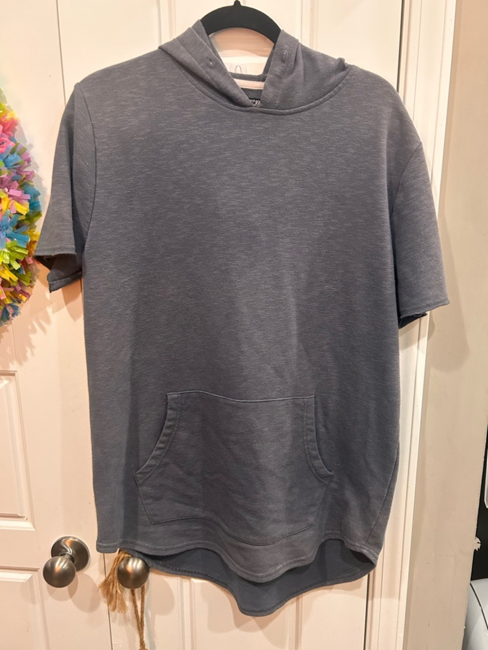 Elwood Size Large Charcoal Distressed Oversized Hoodie